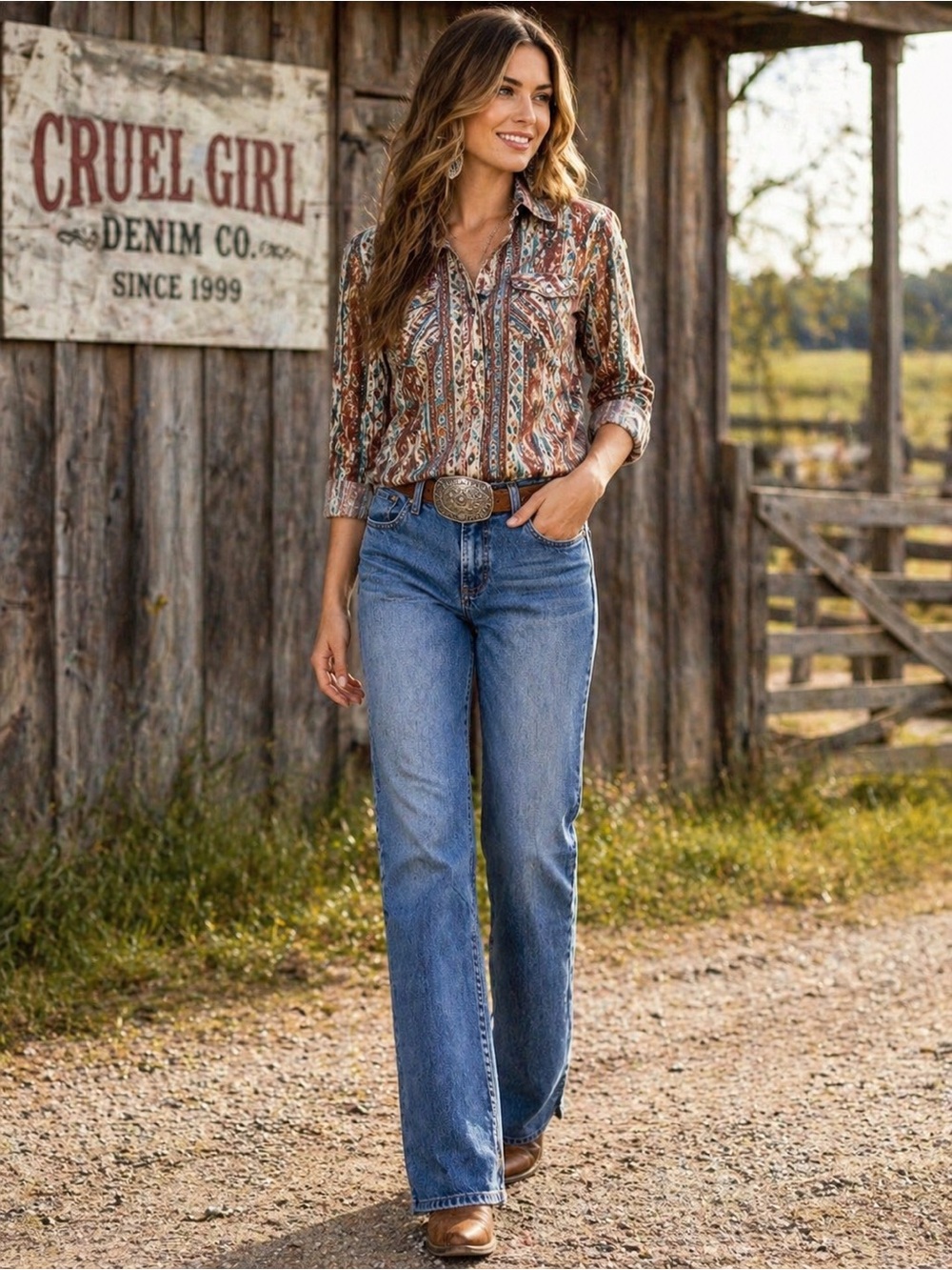 Cruel Girl Relaxed Fit Jeans Size 13R Blue Denim Western Cowgirl Mid Rise - Picture 3 of 15